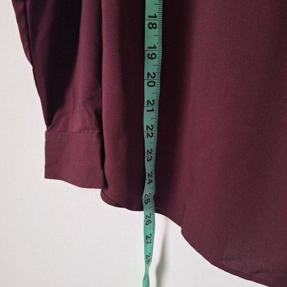 Uniqlo WOMEN'S RAYON LONG SLEEVE BLOUSE - Size S (Wine) - Picture 8 of 8